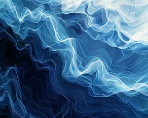 Fototapeta na wymiar This abstract illustration captures the dynamic flow of energy with lines of light tracing through the depths of blue, conveying motion and fluidity. 