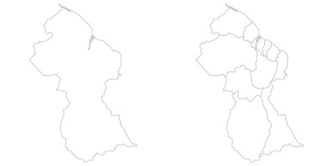 Guyana map. Map of Guyana in white set