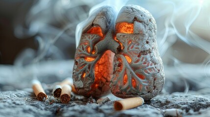 llustration of a smoker's lung as a concept for World No Tobacco Day and the smoking ban - obrazy, fototapety, plakaty