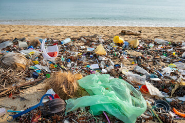 Plastic pollution on the coast-Koh Samui, Thailand - 19 January 2024