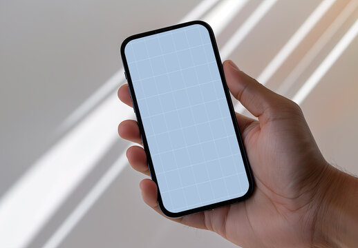 Smartphone Mockup Held In Man's Hand With Generative ai