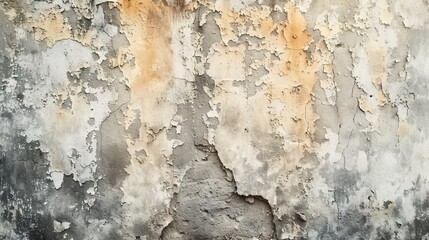 Vintage, antique concrete wall with a polished, clean surface and cracked, rough stone texture.
