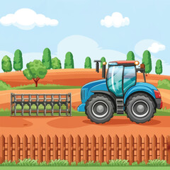 Agriculture machines with equipment illsutration 
