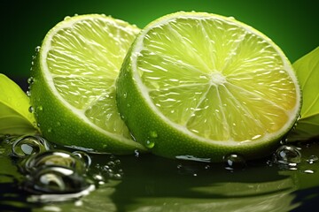 a lime slices on a surface