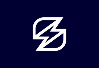 Letter S Logo With Lighting Thunder Bolt, Logo for Electricity, Power, Flash, Electric, Speed