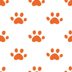 Seamless pattern with orange paws