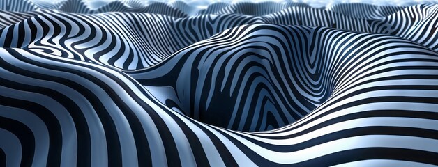 graphic abstract design of flowing lines with black stripes, crystal core, figura serpentinite, indigo, dynamic balance, physically based rendering, shallow depth of field 