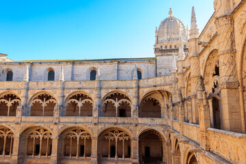 Courtyard of the Jeronimos monastery in Lisbon, Portugal
