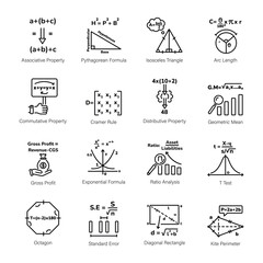Modern Collection of Math Education Linear Icons 

