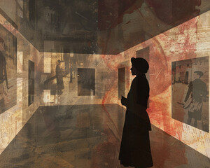 AI curating virtual exhibitions of obscure historical events, a journey through hidden pasts - obrazy, fototapety, plakaty