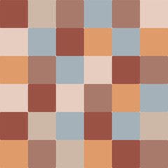 Seamless vector pattern with Checkers in muted warm colors, trendy checks, checkerboard print