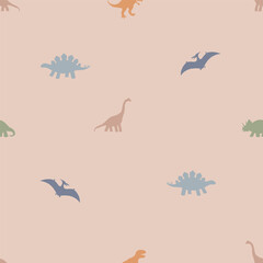 Dinosaurs Seamless Vector Pattern, silhouette Dinosaurs Kids Seamless Repeat Design, textile scrapbook