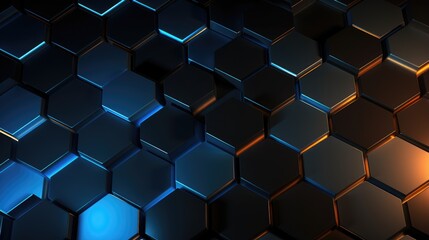 Sleek Blue and Black Hexagonal Pattern for Modern Design Background.