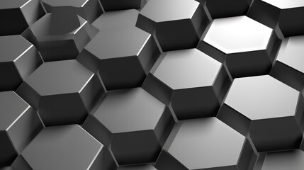 Monochrome Hexagonal Pattern with Grayscale Contrast for Backgrounds.