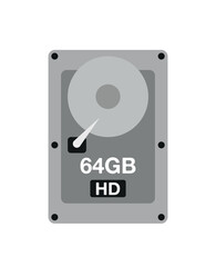 Fototapeta premium 64 GB HD. Vector hard drive data storage, technology and backup concept isolated on white background