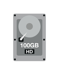 Fototapeta premium 100 GB HD. Vector hard drive data storage, technology and backup concept isolated on white background
