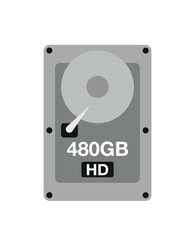 Fototapeta premium 480 GB HD. Vector hard drive data storage, technology and backup concept isolated on white background