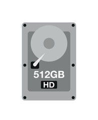 Fototapeta premium 512 GB HD. Vector hard drive data storage, technology and backup concept isolated on white background