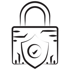 Cyber Security Icon. Data information protect, digital system safety, shield, padlock. Vector	
