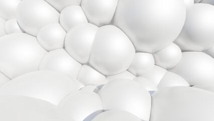 Abstract background white balls surface 3d render