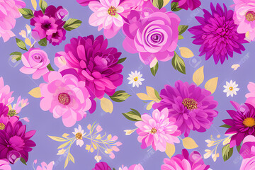 Fototapeta na wymiar seamless floral pattern, generative ai