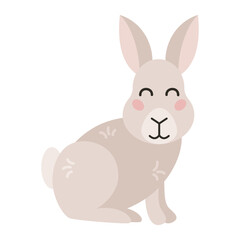 Fototapeta na wymiar Cute happy hare. Cartoon forest animal