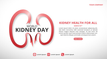 World Kidney Day background with red ribbons