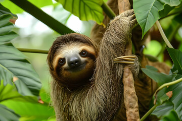Sloth - Central and South America - A slow-moving mammal species known for its unique adaptations to arboreal life
