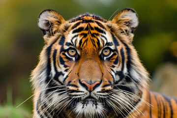 Naklejka premium Tiger - Asia - A large, carnivorous cat species known for its distinctive stripes and hunting abilities