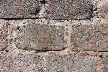 Close-up of a wall made of brick blocks