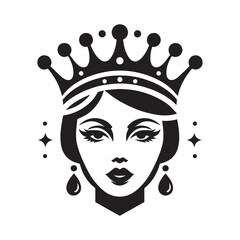 Beautiful queen princess. Face. Modern simple logo, icon, emblem