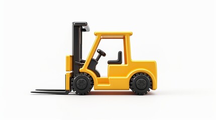Yellow forklift in side view isolated on a white background using a clipping path