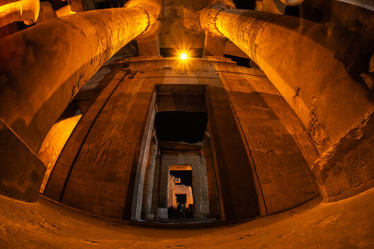 The Temple of Kom Ombo, an unusual double temple dedicated to the crocodile god Sobek and the falcon god Haroeris (Horus the Elder), Kom Ombo, Aswan, Egypt
