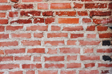 Red brown old brick wall background grunge texture.