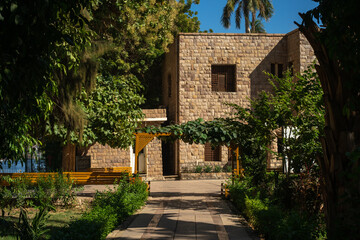 Aswan Botanical Garden, home to thousands of birds and many exotic plants imported from many parts of the world , El Nabatat Island on west bank of Nile river, opposite to Aswan, Egypt