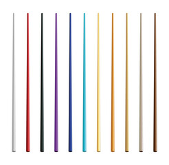 Realistic Food Chopsticks Set Different Types. Vector illustration of Traditional Asian Bamboo Utensils Color Chopstick. Vector illustration