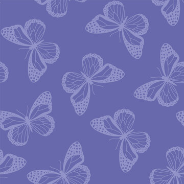 Purple seamless pattern with butterfly