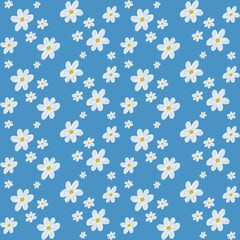 Abstract background seamless pattern White flowers on a blue background Can be used in media design.