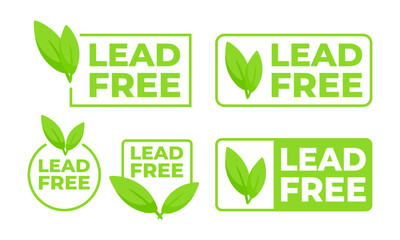 Set of green labels with Lead free text sign, label. Vector illustration - obrazy, fototapety, plakaty