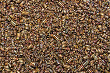 Copper, copper parts, spirals and meshes.