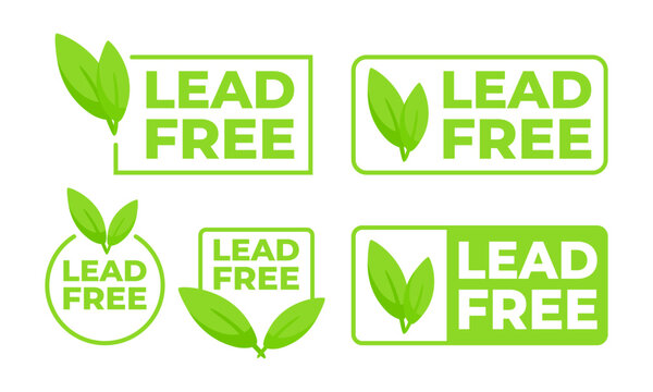Set of green labels with Lead free text sign, label. Vector illustration