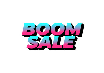 Boom sale. Text effect in eye catching color with 3D look effect