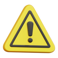 yellow warning sign 3d icon