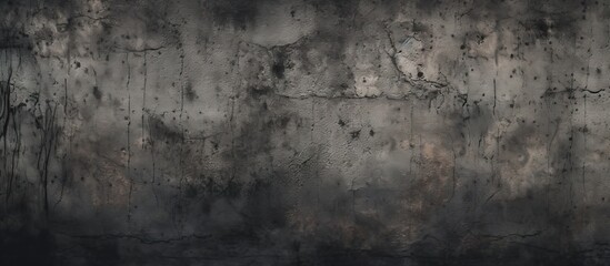 The black and white photo shows a weathered concrete wall with a horror cement texture. The wall appears old, grungy, and ominous, creating a sense of darkness and mystery.