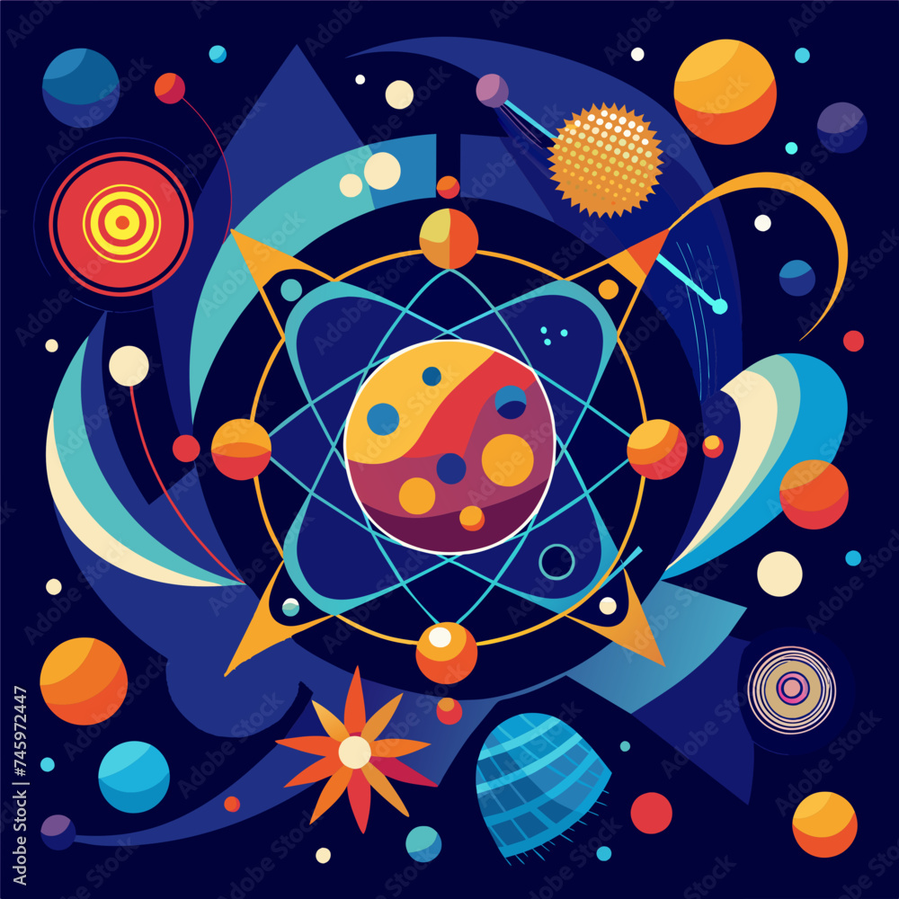 Poster abstract patterns inspired by quantum mechanics. vektor illustation