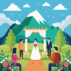 A picturesque outdoor wedding ceremony. vektor illustation