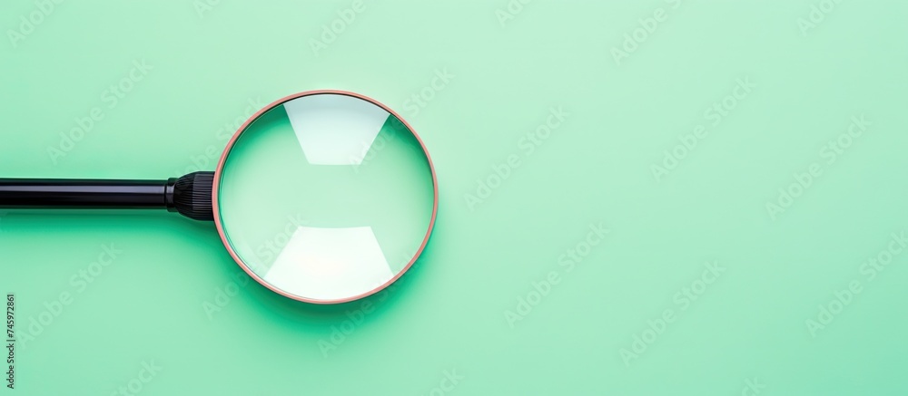 Aufkleber a magnifying glass is placed on a green surface, creating a simple and minimalist composition. the f