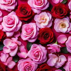 Pink roses and red roses
