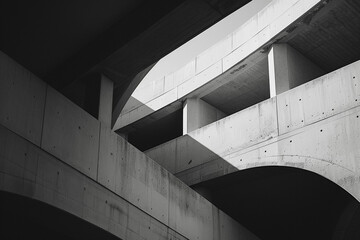 Architectural detail of a modern building in black and white.