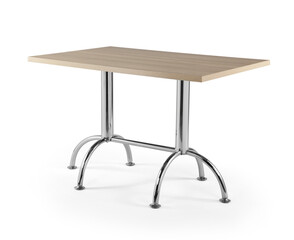 dining table isolated on white background . Single dining table .metal leg